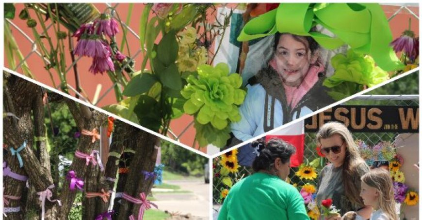 Mourners Gather at Kerrville Memorial Display in Aftermath of Texas Floods