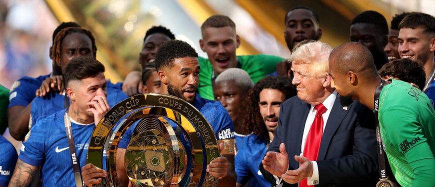 Trump Attends FIFA Club World Cup Award Ceremony, Celebrates With Players At Metlife Stadium