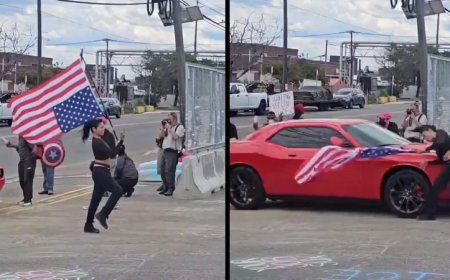Video: Anti-ICE Protester Waving Upside-Down US Flag Struck By Vehicle Outside Illegal Immigrant Detention Center