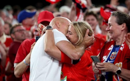 Norway coach's touching moment with wife after World Cup win naturally opens door for his hot daughter