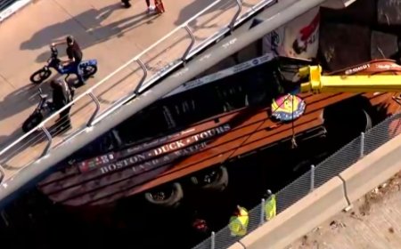 At least 6 people injured after Boston duck boat overturns near entrance to popular tourist attraction