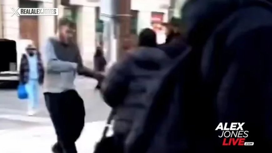 Watch As A Horde Of Illegal Aliens Celebrate As Security Forces Tackle And Abuse An Indigenous White Man After His Head Was Smashed Open By An African Invader