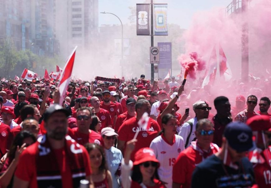 Watch live coverage of Canada, Switzerland fans marching to BC Place ahead of game