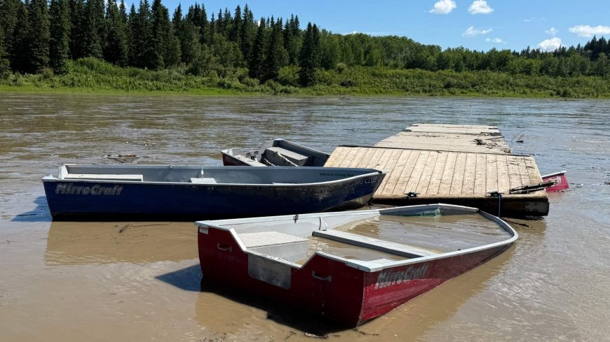 Wayward dock and boats found 300 km downstream from Edmonton