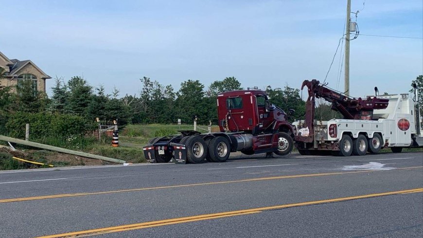 Collision with transport truck sends 3 to hospital with serious injuries