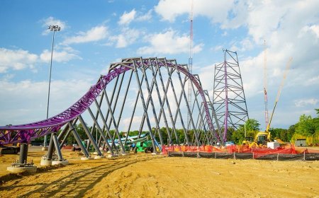 Six Flags mystery coaster already dominates skyline, with more record-breaking height to come