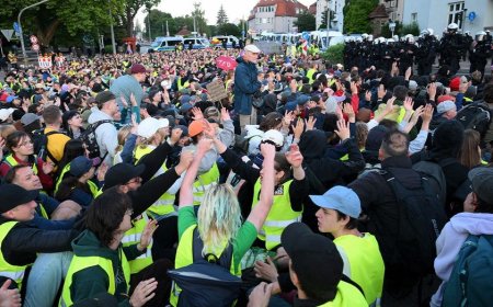 Tens of thousands of far-left protesters clash with police in anti-conservative party riots