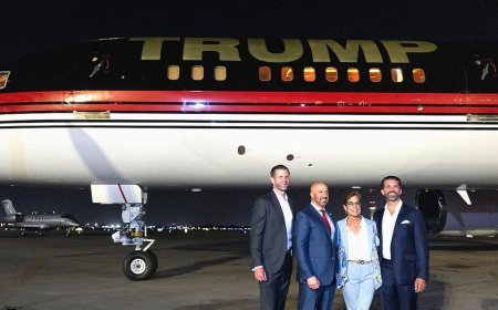 Palm Beach airport's President Donald J Trump International rebrand celebrated as Trump plane touches down
