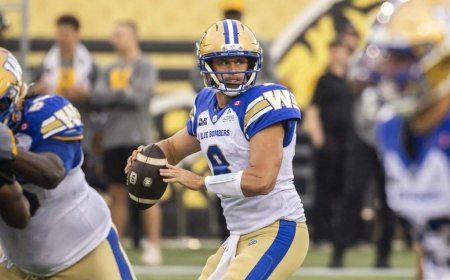 Star Winnipeg Blue Bombers quarterback Collaros to miss game against visiting Argos