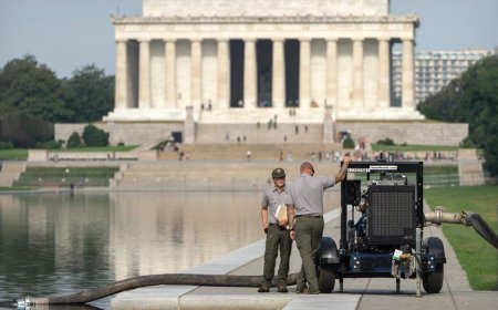Lincoln Memorial Reflecting Pool drained again as Trump administration resumes repairs