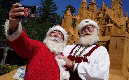 It's Christmas in July as hundreds of Santas go on the march in the middle of a stifling summer heat wave