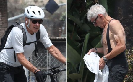 Harrison Ford turns heads with toned physique during Los Angeles bike ride