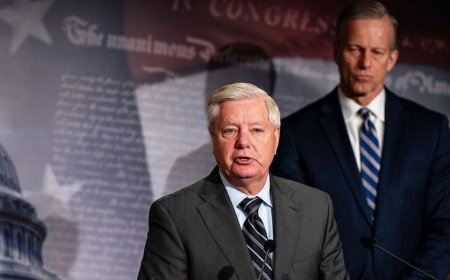 'The halls of the Senate already feel empty': Tearful Thune honors Lindsey Graham as sister takes his seat