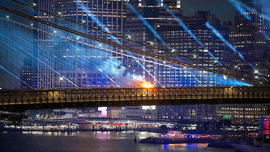 Brooklyn Bridge catches fire amid NYC fireworks display as Trump hails it in DC speech