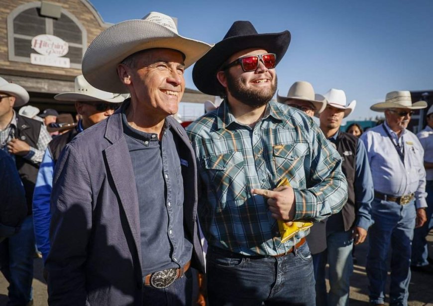 ‘It’s looking good’: Carney chats pipelines while mingling at Calgary Stampede