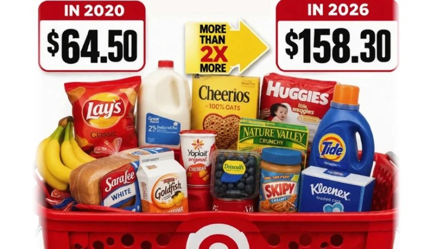 A 28 Item Grocery Order From Target That Cost $64.50 In 2020 Is Now $158.30 In 2026