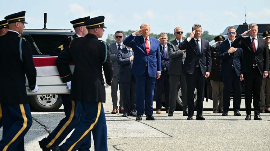 Trump salutes 'great heroes' as he attends dignified transfer of US service members killed in Jordan, Iraq