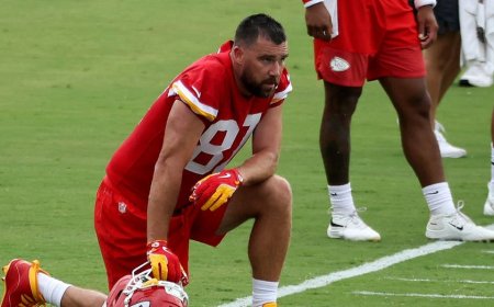Fans stunned at Travis Kelce's training camp physique after nuptials to Taylor Swift