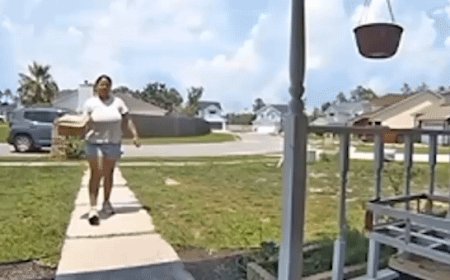 Amazon driver caught on video flinging customer’s package onto porch in infuriating delivery blunder