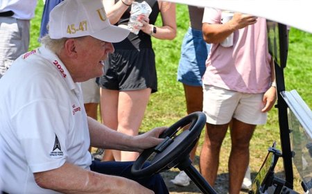 President Trump receives big cheers from spectators during LIV Golf event at his New Jersey club