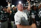 Michigan State offensive lineman unleashes a fountain of puke during two-point conversion