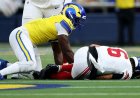 Giants quarterback Jaxson Dart suffers knee injury against Rams, possible MCL issue feared