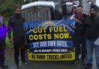 B.C. truck drivers protest high diesel prices: ‘We work for free right now’