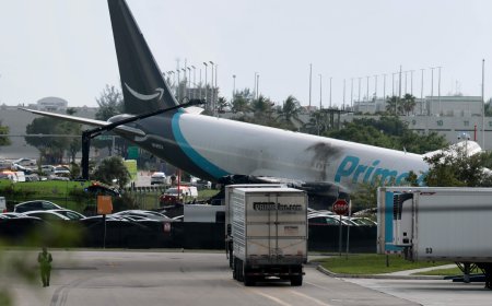 At least 5 dead after Amazon plane overruns runway at Miami airport