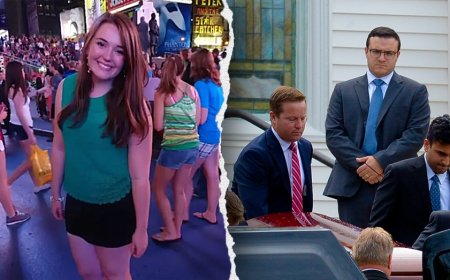 Bank of America exec killed in random Times Square stabbing laid to rest as hundreds mourn young mom