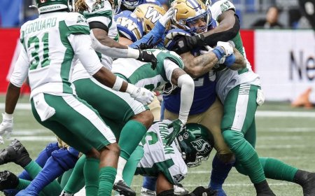 Blue Bombers pick ‘Riders apart in Banjo Bowl