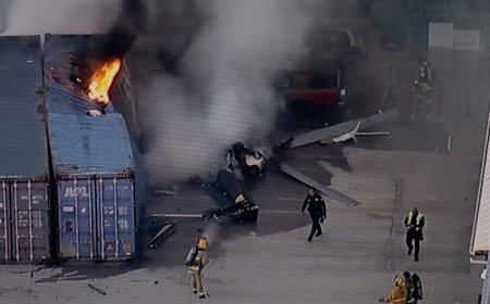 Helicopter crashes and bursts into flames, killing at least 3 people near an LA bus collision