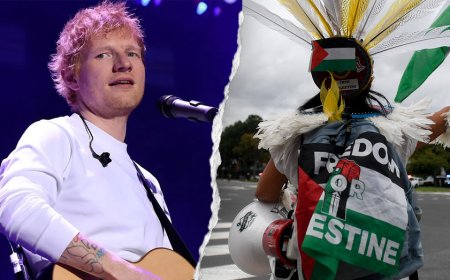 Pro-Palestinian protesters target Ed Sheeran’s Philadelphia concert after Macklemore removed from tour