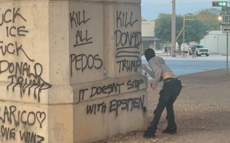 Watch: Socialist Protesters Gather In Texas Following ICE Shooting, Masked Leftist Spray-Paints “Kill Donald Trump” Next To “Talarico Love Winz” At Memorial For Illegal Who Survived Incident