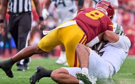 USC linebacker suspended after vicious hit on Oregon quarterback Dante Moore