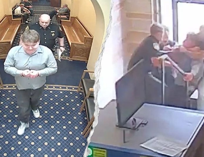 WATCH: Handcuffed inmate breaks free, punches deputy in wild courthouse escape attempt