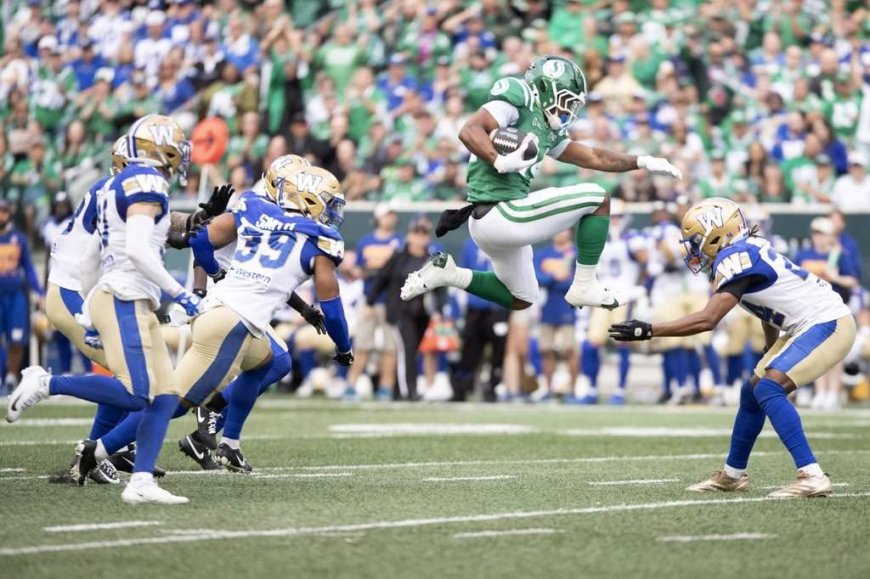Stevens scores 3 TDs as Riders beat Bombers in OT