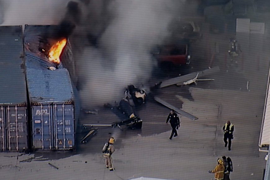 Helicopter crashes and bursts into flames, killing at least 3 people near an LA bus collision