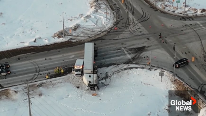 Ontario transport truck driver charged in collision with ambulance in Madoc