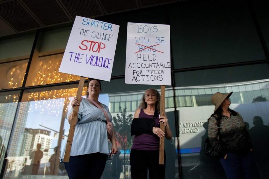 Protesters gather in Edmonton before Oilers game