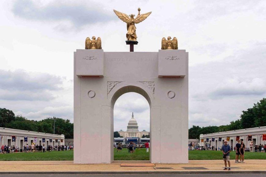 Trump says planned arch in Washington to become military complex