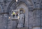 The scaffolding will be removed from the facade of Notre-Dame Basilica in Montreal