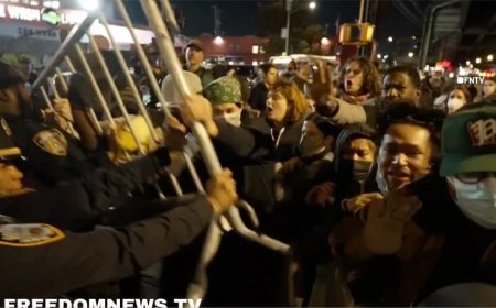 Video: Mask-Clad Anti-ICE Agitators Clash With Police In NYC Following Shooting, Arrest of Criminal Illegal Alien