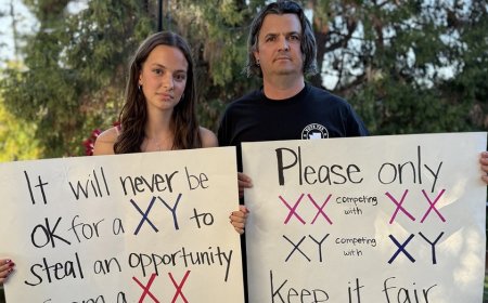 Dad banned from school grounds after protesting trans runner competing against his daughter