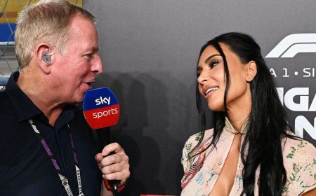 Kim Kardashian finally gives Martin Brundle a Formula 1 interview after snubbing him at the Monaco Grand Prix