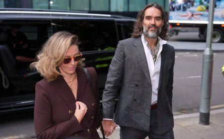 Russell Brand appears in a London court for trial on rape and sexual assault charges