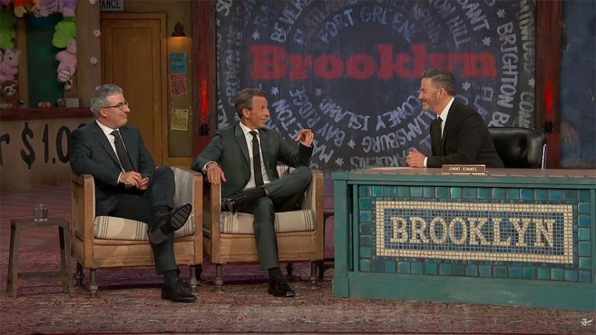 Seth Meyers, John Oliver tell Jimmy Kimmel he's their 'bulletproof vest' when it comes to Trump