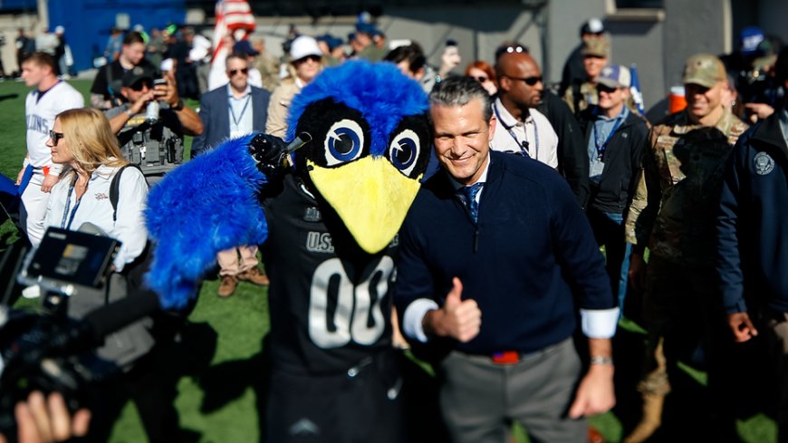 Pete Hegseth handles Air Force-Navy coin toss after showing off basketball skills at Academy
